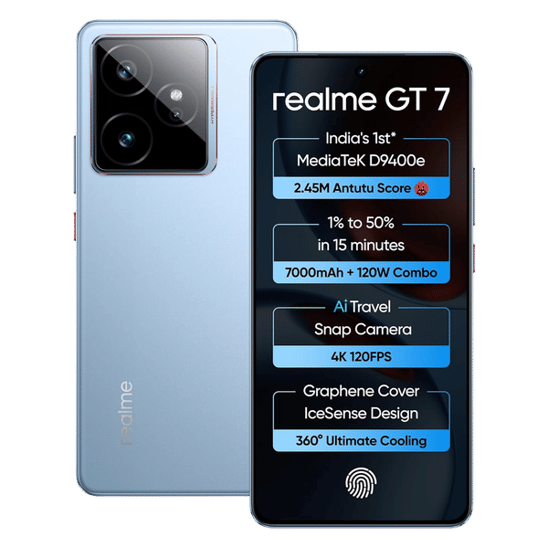 Buy realme GT 7 5G (12GB RAM, 256GB, IceSense Blue) Online - Croma